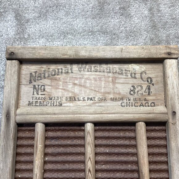 Antique National Washboard Co. No. 824 Wood & Metal Made In USA - Picture 8 of 16